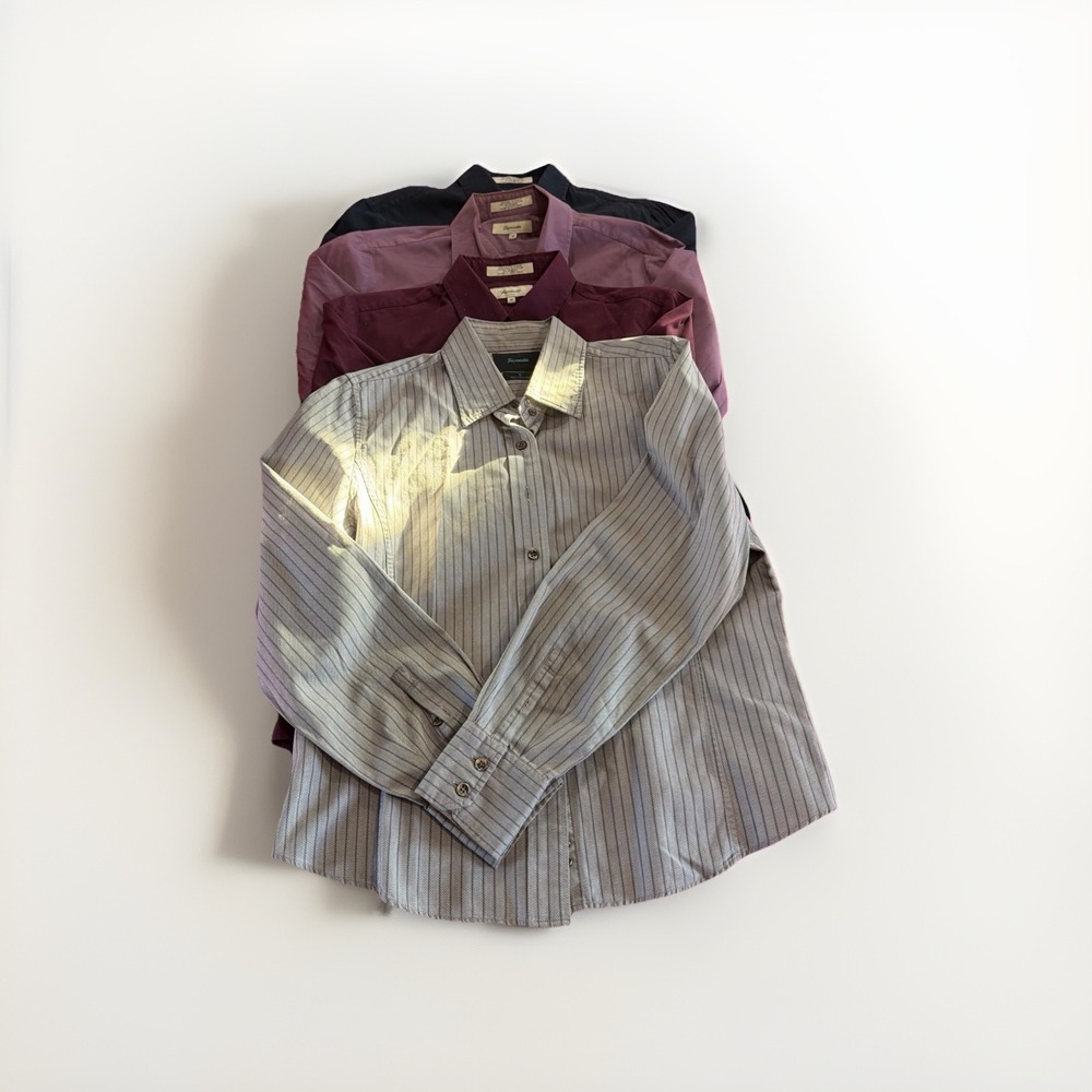4 Faconnable‎ Button Up Shirt Top Women's M Cotton Blend Office Preppy Timeless